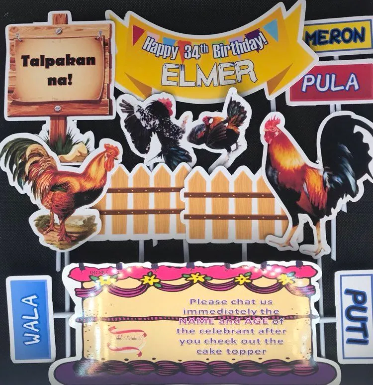Cockfight Cake Toppers With Personalized Name Ang Age Of Celebrant 9 Pcs Lazada Ph