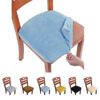 Velvet Chair Cushion Cover Stretch Hotel Restaurant Strap Chair Seat Cover For Living Room Thicken Non-slip Office Protective Sofa Covers  Slips