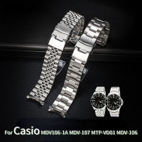 สำหรับ Casio MDV106-1A MDV-107 MTP-VD01 MDV-106D สายสแตนเลสสายรัดข้อมือสร้อยข้อมือโลหะ20มิลลิเมตร22มิลลิเมตรเปลี่ยนสายนาฬิกาข้อมือ