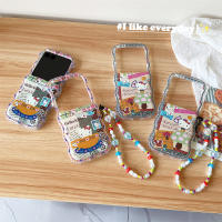 เคสสำหรับโมโตโรล่าคลื่น Razr 40ฝาครอบป้องกันการ์ตูนแมวคิตตี้นิ่ม TPU หยักเป็นพิเศษพร้อมโซ่