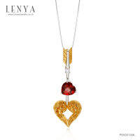 Lenya Jewelry  จี้โกเมน ดีไซน์ลูกศร ตัวเรือนเงินแท้ ชุบทองและทองคำขาว สวยสะกดตา เพิ่มเสน่ห์ในตัวคุณ