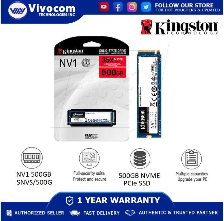 KINGSTON NV1 500GB M.2 2280 NVMe PCIe SSD (SNVS500G) | Lazada PH