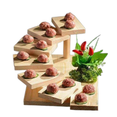 Wooden Wood Cuisine Sushi Step Ladder Pine Creative Sushi Sashimi Plate Platter Sushi Tableware Ornament 7 Steps Diner Plate