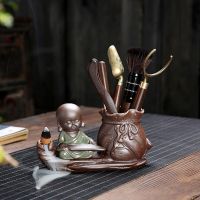 Kung Fu Tea Set Accessories Six Gentlemen Clip Brush Spoon Needle Purple Sand Monk Tea Pet Ornaments Ceramic Pen Holder