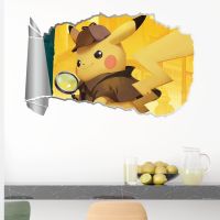 [24 Home Accessories] การ์ตูน3D โปเกมอนสัตว์สติ๊กเกอร์ติดผนังสำหรับห้องนอนสาวห้องอนุบาลตกแต่งบ้าน Diy หลุมผนังภาพจิตรกรรมฝาผนังพีวีซี D Ecals