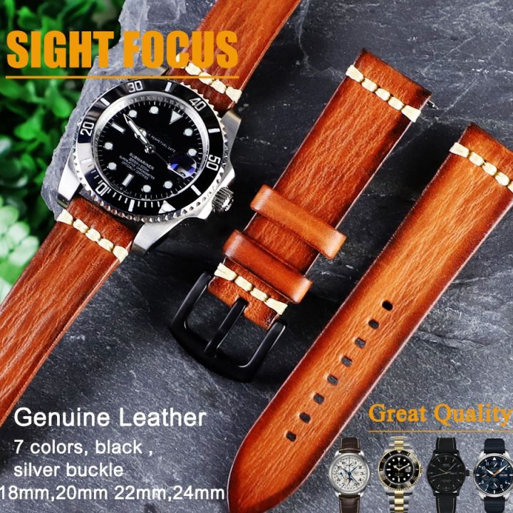 18mm 20mm 22mm 24mm Leather Watch Strap for RADO Rolex Omega Longines  Breitling Tudor Seiko Casio Citizen Samsung Watch Band 
