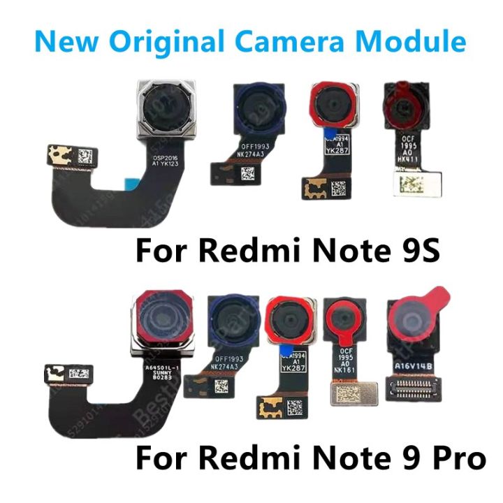กล้องหน้าหลังของแท้สำหรับ Redmi Note 9S / Note9 Pro โมดูลกล้องหันหน้าไปทางด้านหน้าเซลฟี่ด้านหลังอะไหล่ชิ้นงอสำหรับเปลี่ยน