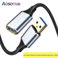 AOSOTUK kabel ekstensi USB USB 3.0 kabel adaptor sinkronisasi Data Extender pria ke Wanita 2m kecepatan super USB 3.0