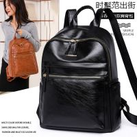 Casual Ladies PU Backpack Fashion Simple Versatile Large-Capacity Vintage Business Travel College Students Solid Color School 【AUG】