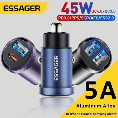 [HOT RUXMMMLHJ 566] Essager 45W ที่ชาร์จแบตในรถ USB Charge4.0อย่างรวดเร็ว QC PD 3.0 SCP 5A ประเภท USB C รถตัวชาร์จไฟสำหรับ iPhone เร็ว14 13 Huawei Samsung Xiaomi