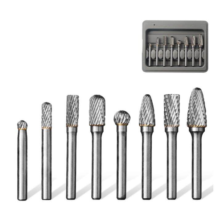 Carbide Burr Set 6mm Shank 8 Piece Die Grinder Drill Bit Rotary File