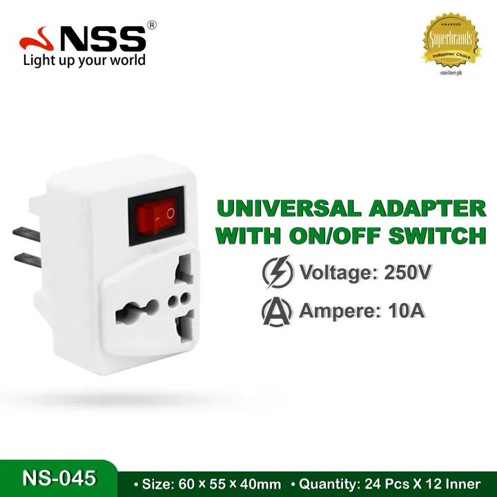 Universal Adapter With ON/OFF Switch Universal Power Plug Dual Socket ...