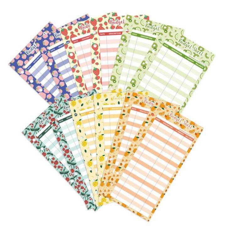LEIFNYDI 6 Holes 12Pcs Budget Binder Ledger Book Paper Refill for Cash
