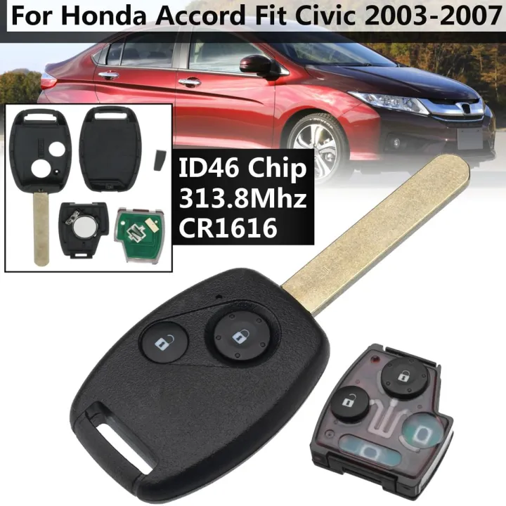 2 Buttons Remote Key Fob 313.8Mhz w/ ID46 Chip For Honda Accord Civic