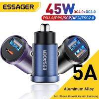 Essager 30W ที่ชาร์จแบตในรถ USB อย่างรวดเร็ว Charge4.0อย่างรวดเร็ว QC PD 3.0 SCP 5A USB Type C รถ45W ตัวชาร์จไฟสำหรับ iPhone เร็ว14 13 Huawei Samsung Xiaomi