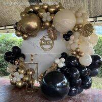 ™⊙ xianhaochen048906 Guirlanda De Balão Para Decoração Graduação Balões Aniversário Favor Do Chuveiro Bebê Branco e Areia Preto Dourado 30 ° 40o 50 ° 2023 130PCs