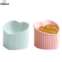 Studyset IN stock 5.5 Inch Raised Cat Ceramic Bowl Anti Vomiting Stress Free Microwave Dishwasher Safe Elevated Cat Food Dish (14 x 14 x 12cm)