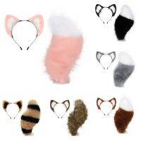 【LZ】¤☸卍  Handmade Plush Cosplay Set Fox Ear Hair Acessório Cauda Longa Simulação de Vestir Anime Exhibition Props Segundo Yuan Party