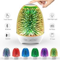 Children Kids Gifts 7 Color Changeable Bluetooth Speaker 3D Glass Christmas Tree Touch Control Bedside Rechargeable LED Table Lamp Light