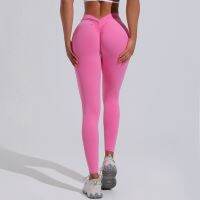 กางเกงโยคะ Back V Butt Leggings เซ็กซี่ผู้หญิงฟิตเนสออกกำลังกายยิมวิ่ง Scrunch Leggings เอวสูง Active Wear กางเกงแน่น...