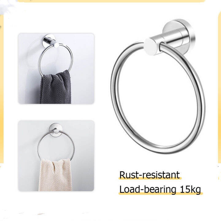 Stainless Steel Towel Hook Wall-Mounted Round Towel Ring Thicken Rust ...