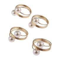 24Pcs Pearl Napkin Buckle Hoop Napkin Rings Circle Serviette Holder for Wedding Hotel Supplies Table Decoration, Gold