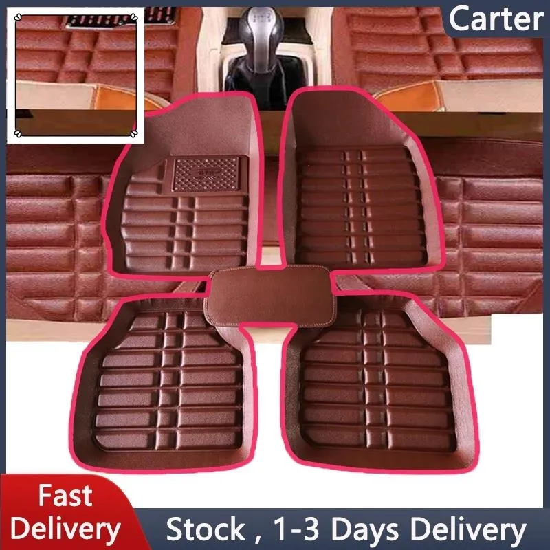 5Pcs Universal Car Floor Mats PU Leather Car Carpet Foot Pads Auto