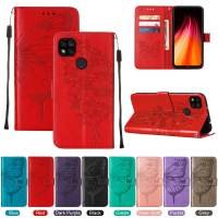 Redmi 9C Case, WindCase Butterfly PU Leather Flip Wallet Card Slots with Hand Strap, Stand Cover for Xiaomi Redmi 9C / Poco C3