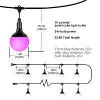 Multicolor ไฟ LED เชือกหลอดไฟขนาดใหญ่95มิลลิเมตรกลางแจ้งกันน้ำสมาร์ทพิกเซลไฟสำหรับลาน,สนามหลังบ้าน,