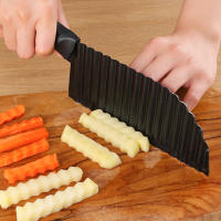 Crinkleเครื่องตัดมันฝรั่ง-2.9  X 11.8  สแตนเลสFrench Fries Slicer Handheldเครื่องตัดกระเทียมมันฝรั่งแครอทสับK-Nife Home Kitchenมีดหั่นแบบหยักเครื่องมือตัดขนาดใหญ่