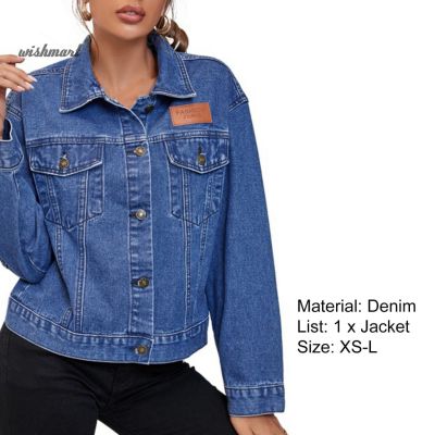 [WM] Easy to Match Women Jacket Cardigan Flap Pockets Denim Coat Single-breasted Women Clothes