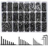 1260PCS Metric Bolt Assortment M2 M4, 21 Sizes Screws Nuts and Hex Socket Head Cap Machine Kit Black