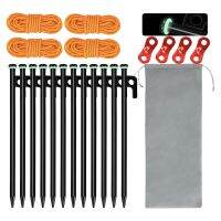 Camping Tent Stakes 10 Inch Metal Stakes Tent Stakes with Fluorescent Rubber Circles