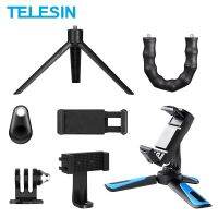 TELESIN Mini Tripod Magic Arm Phone Bluetooth Remote Shutter Release Clip Holder 1/4 Screw For GoPro Insta360 Camera Accessories Selfie Sticks