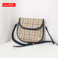 Lulu Korean Retro Checker Minimalist Small Bag New Niche Fashion Versatile One Shoulder Crossbody Bag