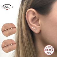 CANNER 1 Set Real 925 Sterling Silver Exquisite Mini CZ Zircon Stud Earrings for Women Three-piece Piercing Earings Pendientes