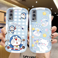 LIFEBELLE เคสสำหรับ Vivo Y72 Y52 5G,ใหม่เคสซิลิโคนดีไซน์กันกระแทกลายการ์ตูนโดราเอมอนน่ารักหลังป้องกันเสริมกันกระแทกเคสคู่