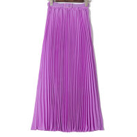 Anasunmoon Spring Bohemian Pleated Maxi Skirts Womens Summer Solid Color High Waist Chiffon Long Skirt Tutu Elegant Ladies Black