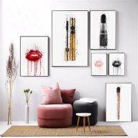 Fashion art lip makeup pen lipstick poster girl bedroom wall art canvas painting corridor home decoration mural