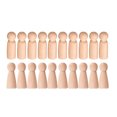 Wooden Peg Doll Unfinished Wooden People Plain Blank Bodies Angel Dolls For DIY Craft Pack of 20