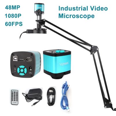 48MP 4K 1080P HDMI VGA USB Industrial Video Microscope Camera 1X-150X Zoom C Mount Lens Remote Control For Phone PCB Soldering