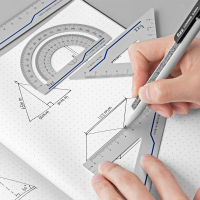 Fizz Matte Alloy Ruler Set Stationery Rule 4pcsset Multifunction Ruler Triangle Protractor For Drawing For School Office