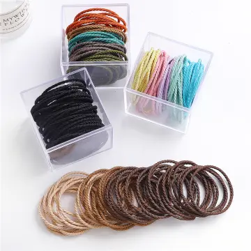 50pcs/container 4cm Diameter Nylon Seamless Solid Color Hair Ties