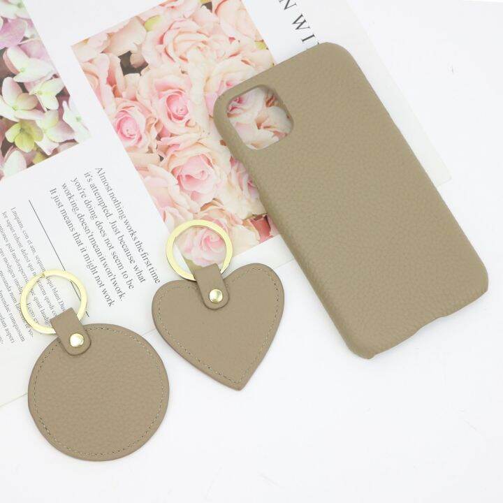 new-customized-gift-set-grain-leather-mobile-phone-case-for-xs-max-11-12-pro-max-matched-circle-heart-keychain