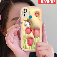 JIUMOO เคสสำหรับ VIVO Y30 Y30i Y50เคส3D การ์ตูนลายดอกไม้กระต่ายขอบเป็นคลื่นกันกระแทกแบบใสนิ่มเคสมือถือโปร่งใสลายกล้องถ่ายรูปฝาครอบป้องกันซิลิกาเจลที่สร้างสรรค์