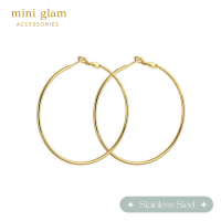 Miniglam Minimal Round Oversized Hoop Earrings ต่างหูห่วงสเตนเลสสตีล สีทอง