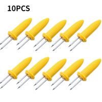 Holiday Discounts 10Pcs Fork Corn Skewer Stainless Steel Corn Holders Corn On The Cob Skewers Fruit Forks Outdoor Camping Cooking Barbecue Tool