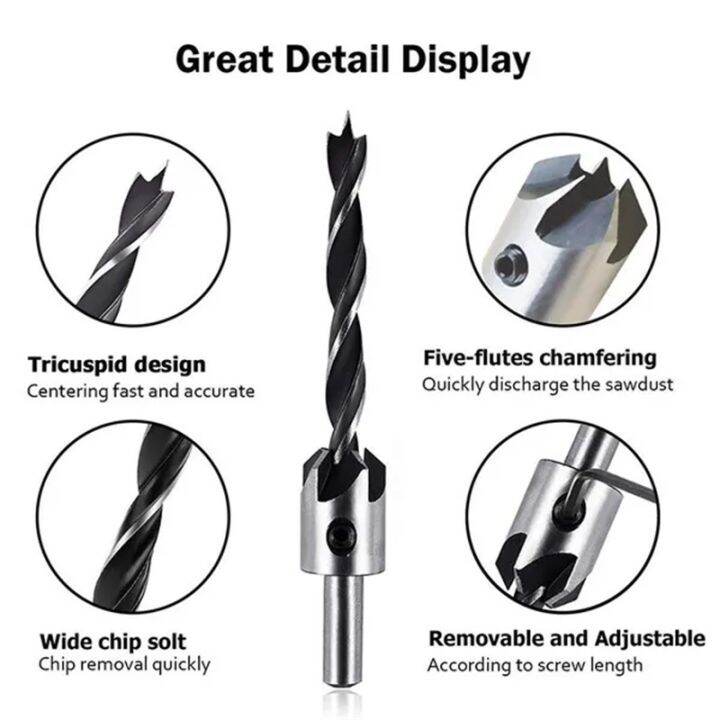 5-8pcs-flute-countersink-drill-bit-set-3-10mm-hss-hole-drill-woodworking-chamfer-bit-set-woodworking-reaming-drill-guide-drill