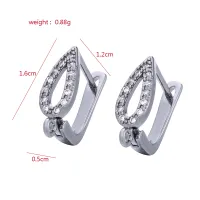 【YF】◑◈  Droplet shaped zircon crystal earrings accessories for making earring hook copper Tassel buckle Wholesale