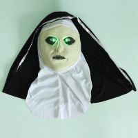 LED Glowing Nun Mask Horror Scary Halloween Ghost Face Party Halloween Dress Up Props Horror Mask